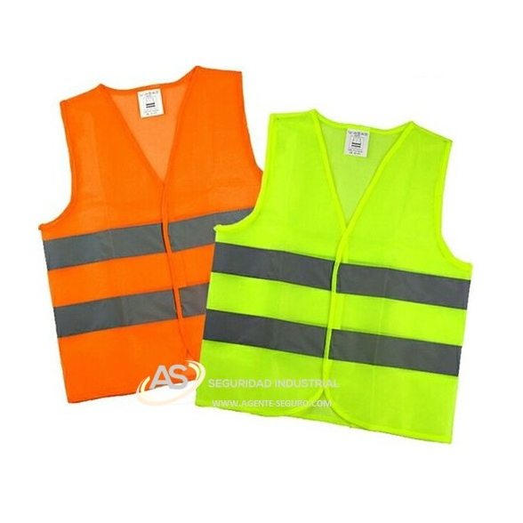 Chaleco Amarillo o Naranja Flúo Citerfil Liviano 60 grs con Velcro y Reflectivo 5 cm