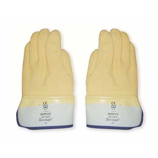 Par Guante Látex Rugoso Puño de Lona IRAM