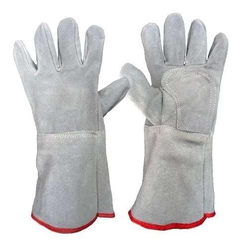 Par Guante Descarne Gris Engrasado con Refuerzo Puño Largo