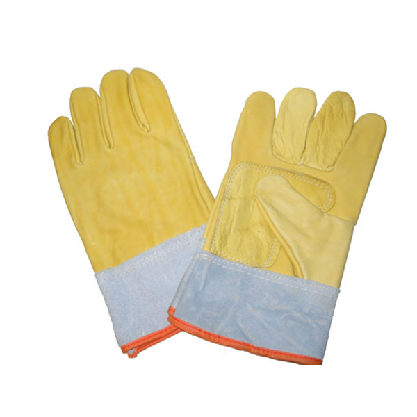 Par Guante Descarne Amarillo Premium con Refuerzo Puño corto IRAM